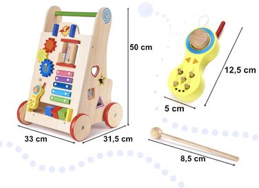 Дитячі ходунки IKONKA 6-в-1, навчальний кубик для перших кроків, іграшка для перенесення, рахування, визначення часу, сортування кольорів, розвитку дрібної моторики, дерев&39яні, веселі кольори, різнокольорові