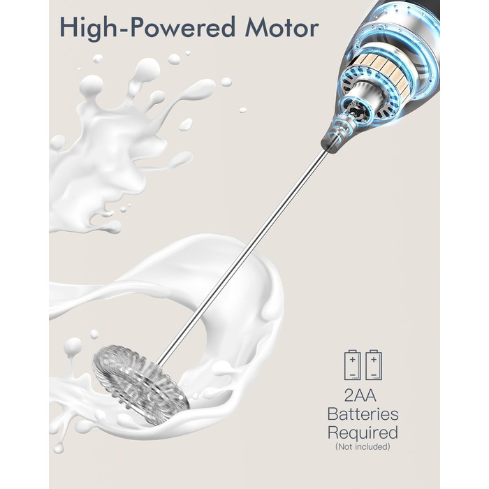 Паличка для збивання молока/вспениватель молока електричний портативний з потужним міксером для напоїв Кавовий віночок на батарейк