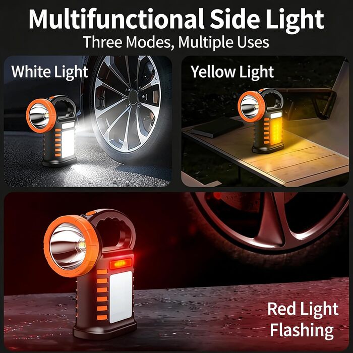 Багатофункціональний, портативний сонячний прожектор для використання на свіжому повітрі, водонепроникний, аварійне освітлення для активного відпочинку, кемпінгу, надзвичайних ситуацій, патрулювання, водонепроникний світлодіодний ліхтарик