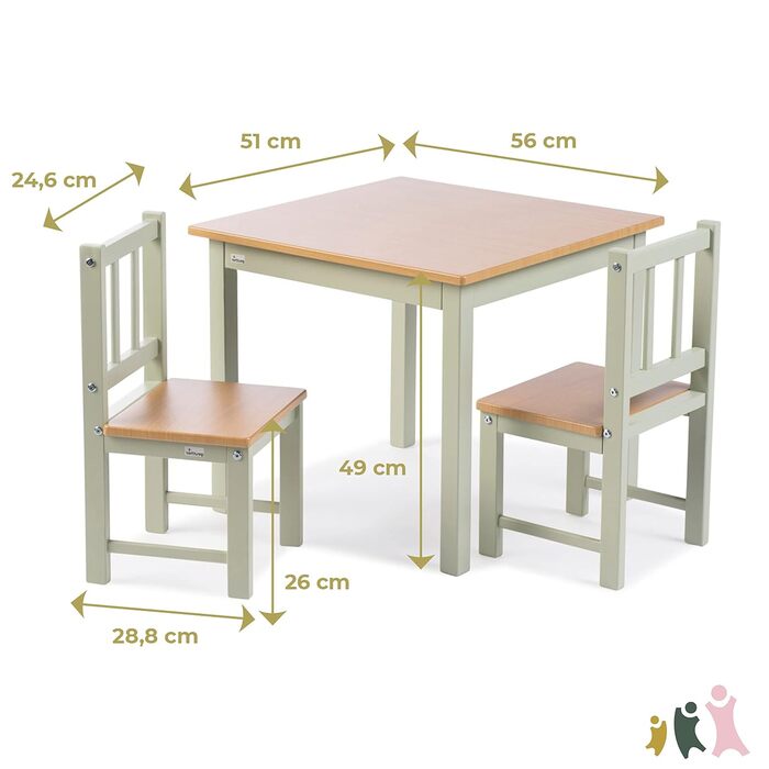 Дитячий комплект сидіння Geuther ACTIVITY Дитячий стіл з 2 стільцями, дерев&39яний Ігровий стіл для дітей віком від 1 року Комплект дитячого столу та стільців для дитячих кімнат Стіл для рукоділля та малювання для дітей Міцні меблі для дитячої кімнати, зе