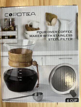 Кавоварка COPOTEA з двошаровим фільтром з нержавіючої сталі, кавник з фільтром Кавоварка-крапельниця, боросилікатне скло, графин для кави (800 мл) Сучасний