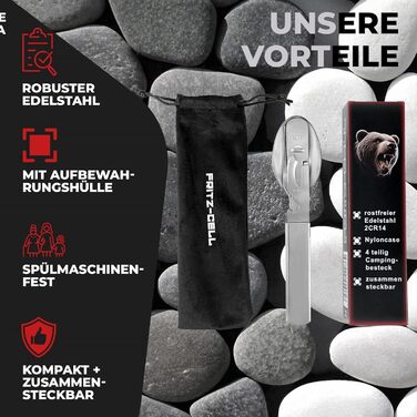 Набір столових приборів для кемпінгу BUND Brown Bear подвійний набір столових приборів для кемпінгу Збройних сил Німеччини набір столових приборів для кемпінгу на відкритому повітрі з нержавіючої сталі