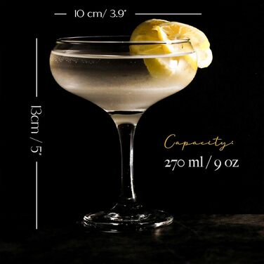 Набір склянок для коктейлів 2 (9 унцій/270 мл). Келихи для шампанського, келихи для еспресо-мартіні, келихи для мартіні, елегантні