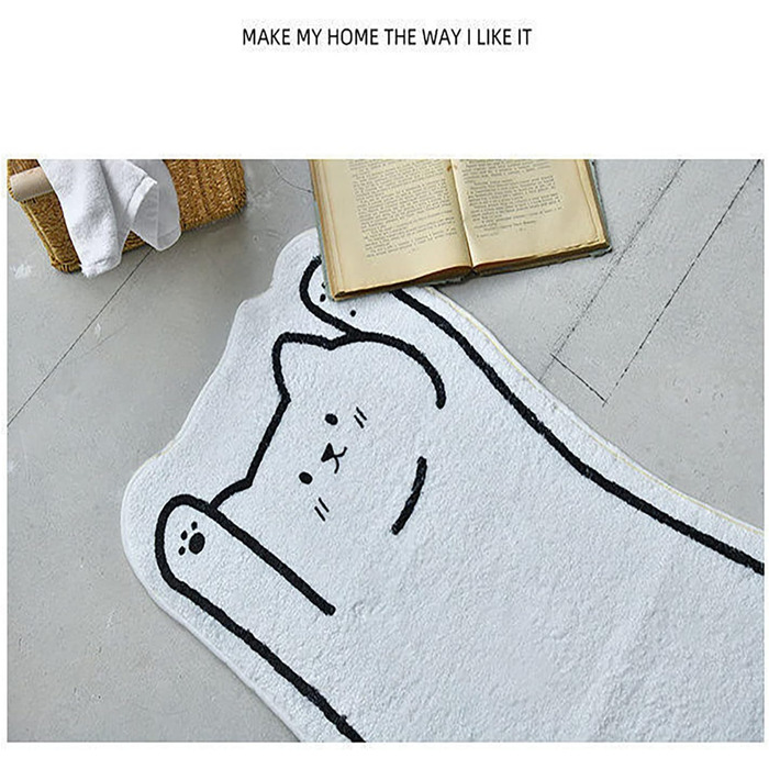 Килимок для спальні 40 х 120 см, що миється, милий і кумедний дитячий килимок, сучасний, з принтом, білий, неправильної форми для