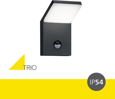 Світильник вуличний настінний Trio LED Pearl 221169142, алюміній (антрацит), 9 Вт, чорний, з датчиком руху