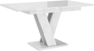 Розкладний обідній стіл (160 см) - 120x80x75 см - Сучасний - Обідній стіл - Обідній стіл - Стіл для їдальні, вітальні - Розкладний стіл - Білий глянцевий