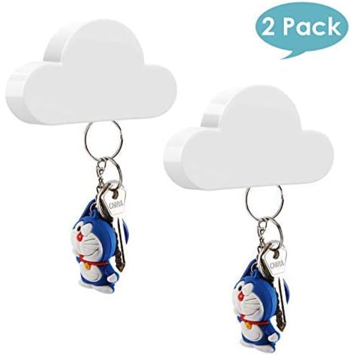 Тримач для ключів MoKo магнітний, 2 шт. для наклеювання, гачок для ключів без свердління для стіни - білий