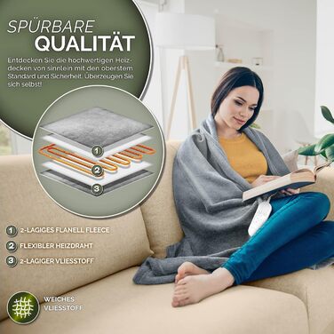 Плюшева ковдра з підігрівом 200 x 180 см Електрична ковдра з підігрівом та автоматичним вимиканням Затишна ковдра Функція таймера 9 температурних налаштувань Можна прати до 40C Цифровий дисплей 200 x 180 см Світло-сірий