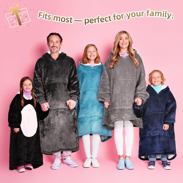 Тепла ковдра з капюшоном Kato Tirrinia великого розміру, м&39яка фланелева жіноча ковдра-светр, зручний пуловер з капюшоном, затишна подарункова ковдра для дорослих, чоловіків, жінок, підлітків, темно-синя XXL