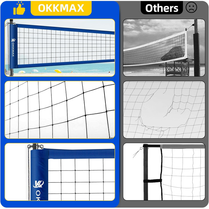 Професійний портативний комплект волейбольної сітки для вулиці (з конструкцією проти провисання, табло, регульованими стійками та повним набором аксесуарів)