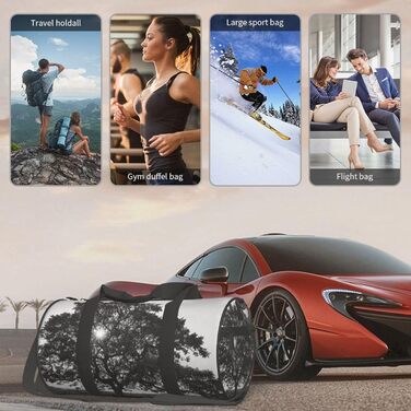 Спортивна сумка, дорожня сумка, сумка для подорожей, сумка з принтом дерева, сумка на ніч, чорна, універсальний розмір