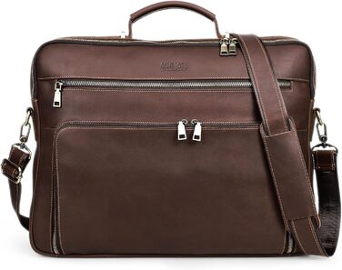 Контакти Шкіряний портфель для чоловіків, 16-дюймовий ноутбук сумка для офісу, шкіряний месенджер з ремінцем для візка, ПК портати