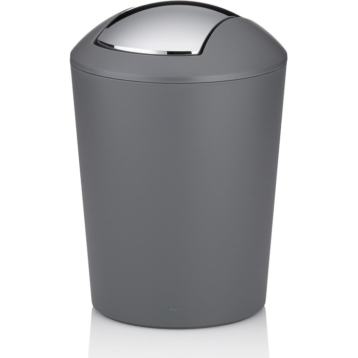 Сірий, відро для сміття з поворотною кришкою, відро для косметики 5 л з поворотною кришкою, пластик, MARTA, відро для сміття у ван
