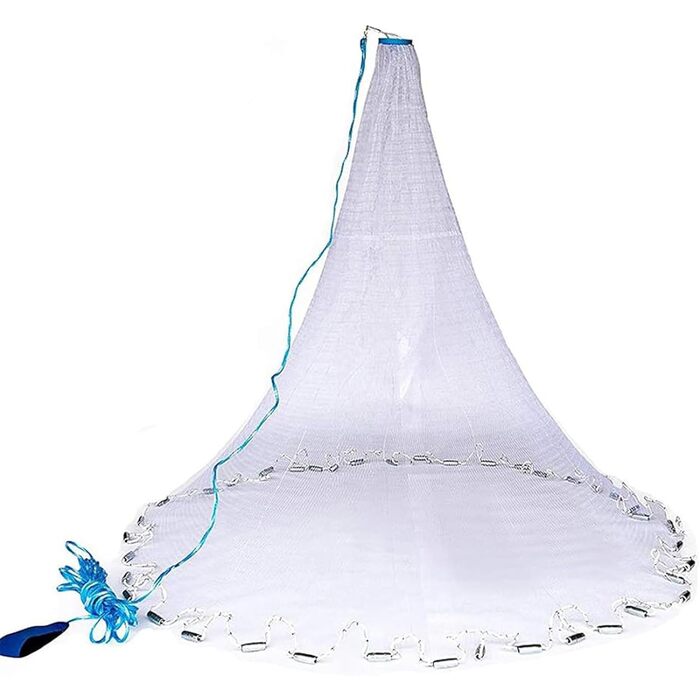 Рибальська сітка, кастова сітка для риболовлі, монофільні рибальські сітки ручного лиття, сітка для морської риболовлі для озер та річок, діаметри 1,8 м/2,4 м/3,0 м/3,6 м/4,2 м/4,8 м/5,4 м/6,0 м/6,6 м/7,2 м, діаметр 2,4 м