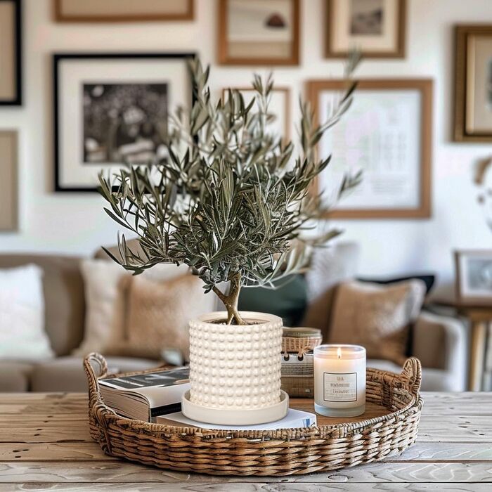 Набір із 2 керамічних квіткових горщиків, 15 см 11 см, з бульбашками та дренажними отворами, сині квіткові горщики з перловим дизайном, декоративні кімнатні квіткові горщики, підходять для кактусів та ампельних рослин, білий-2