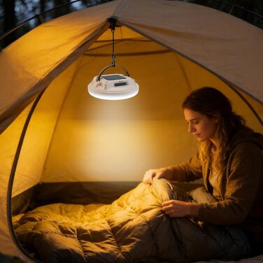 Ліхтар для кемпінгу - світлодіодний акумуляторний яскравий індикатор батареї, високояскраве світлодіодне зовнішнє освітлення - для походів, трекінгу, нічної риболовлі та відключення електроенергії на свіжому повітрі, бежевий