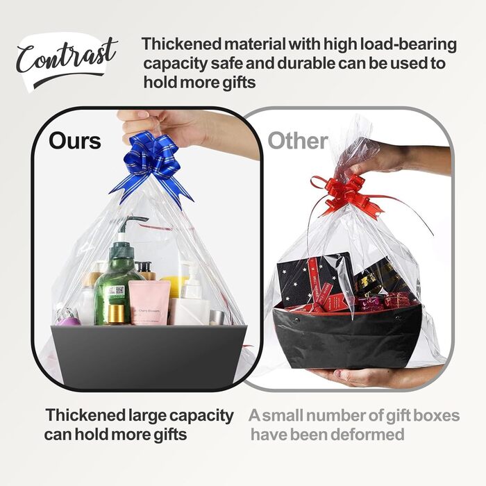 Порожній картонний подарунковий кошик, 5 шт. у упаковці чорного кольору Великі порожні подарункові кошики з ручками для жінок та чоловіків - свято, день народження, Різдво, День святого Валентина, весілля, подарунок на дитячий душ та будь-яку подію