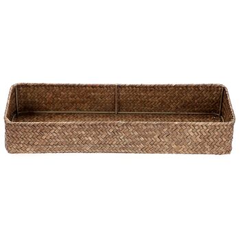 Плетений кошик для зберігання водяного гіацинта, кошик для зберігання з натуральної морської трави, плетений кошик для ванної кімнати, бачок для туалетної води 42 * 14 * 7 см, кавово-коричневий 42*14*7 см