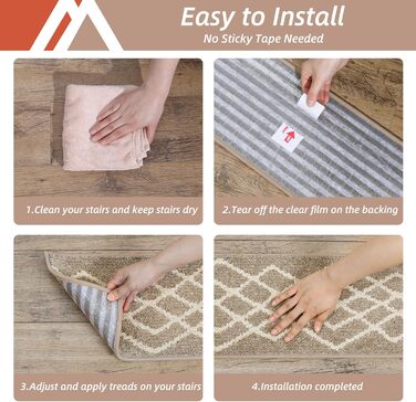 М&39які дерев&39яні сходинки, сходові доріжки для дітей та собак, 100 поліестер, основа з TPE, бежевий колір, ромбоподібний візерунок, 15 шт. , 71,1 x 22,9 см