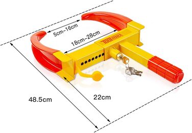 Кіготь шини Tire Claw Anti-Theft регулюється 3 ключами, Паркувальний кіготь для вантажівки та автомобіля, Замок безпеки блокування коліс для автомобіля та мотоцикла, Червоний та Жовтий