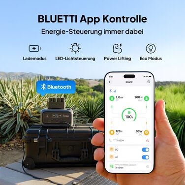 Портативна міні-електростанція BLUETTI Elite 10, акумулятор LiFePO4 ємністю 128 Втгод з розеткою змінного струму 200 Вт, резервне джерело безперебійного живлення 10 мс, сонячний генератор зі швидкою зарядкою для кемпінгу, подорожей, активного відпочинку н