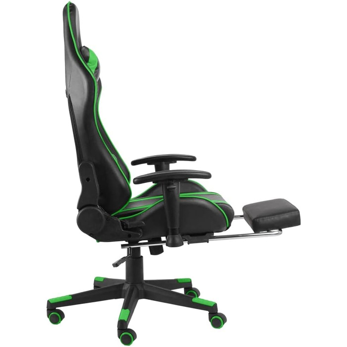 Геймерське крісло з підставкою для ніг, обертове, зелений ПВХ
