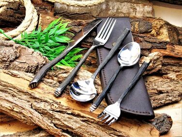 Звичайний середньовічний набір столових приборів, ковані вручну середньовічні столові прибори MAQ1978