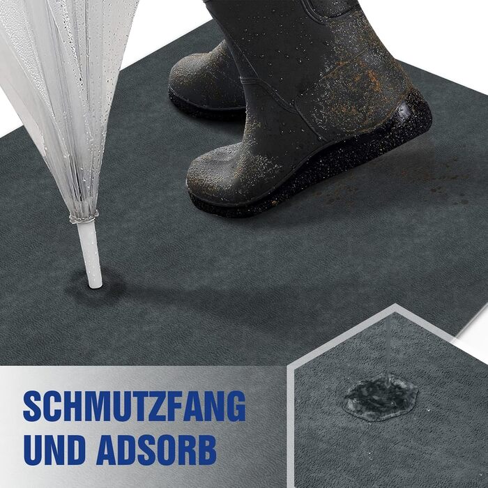 Килимок для дверей в приміщенні, килимок, що вловлює бруд, що миється, надтонкий вхідний килимок, міцний килимок для дверей, абсорбуючий кухонний килимок, нековзний килимок для дверей, що вловлює бруд, темно-сірий, 80 x 120 см (прямокутний)
