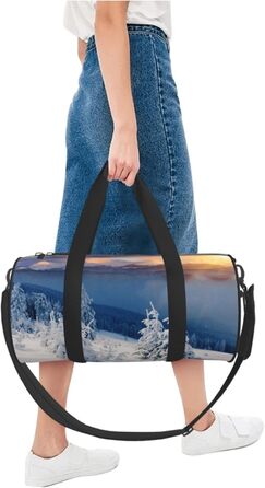 Спортивна сумка для подорожей Захід сонця, зимова, гірська, з принтом, дорожня сумка на ніч, чорна, універсальний розмір