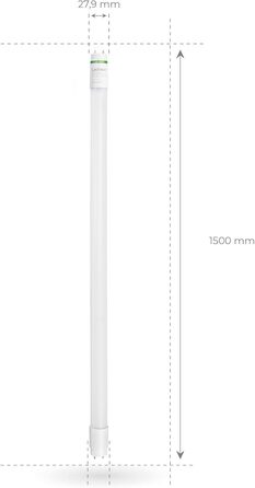 Світлодіодна люмінесцентна лампа Ledvion 150 см, 28 Вт, 4000 К, 185 лм/Вт, енергоємність B, економія електроенергії 60, світлова потужність 5180 л, 75 000 годин, включно зі світлодіодним ліхтарем, чіпи Lumileds