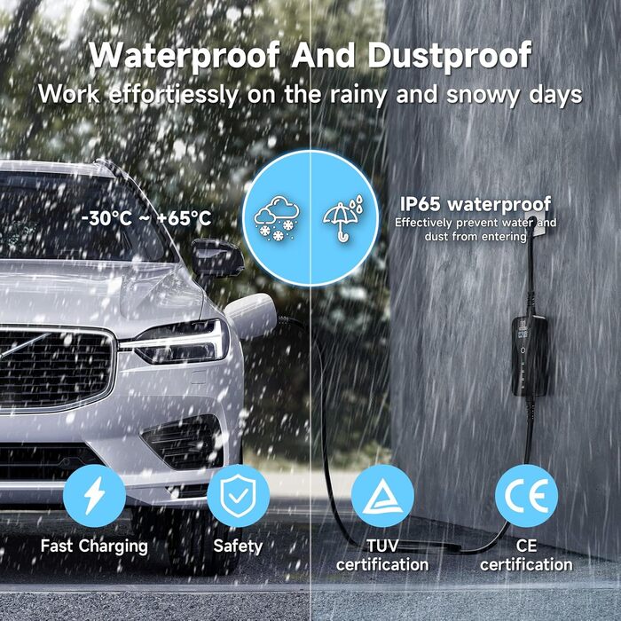 Зарядний кабель AFYEEV 3,6 кВт тип 1, зарядний кабель 6M тип 1, зарядний кабель електромобіля тип 1 з вилкою Schuko Регульований с