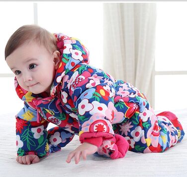 Дитячий зимовий комбінезон з капюшоном, зимовий костюм з рукавичками та пінетками, комплект теплого одягу для дівчаток та хлопчиків, 12-18 місяців () E