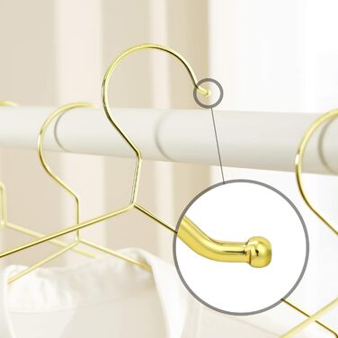 Металеві вішалки для одягу SONGMICS, 20 шт. , стильні хромовані, стійкі до іржі, компактні, довжина 42 см, золоті CRI044G01