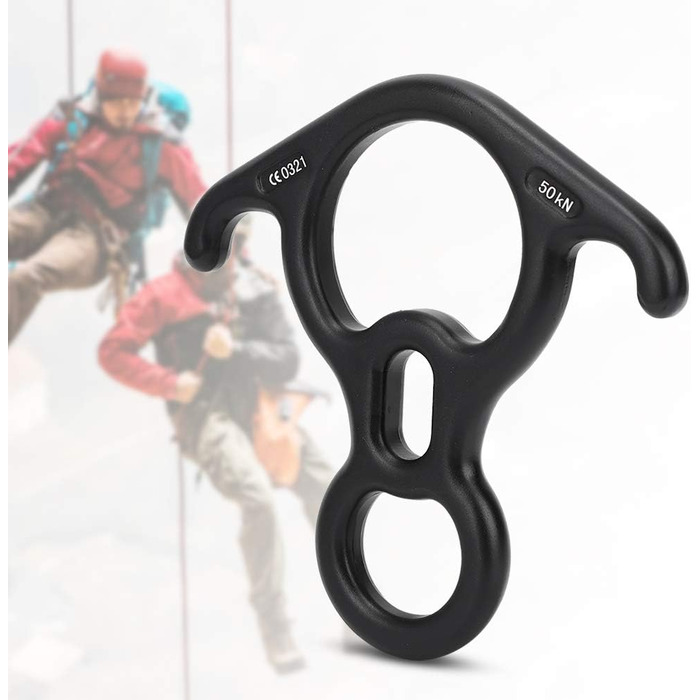 Спускний пристрій Alomejor 50KN для скелелазіння, спуску з гірки, рятувального верстату, восьмикільцевого верстату, великого розміру, для страховки та спуску з вигнутими вухами, для скелелазних рам Peak