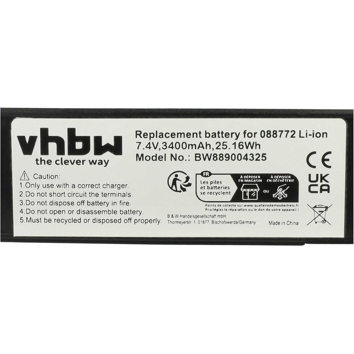 Акумулятор vhbw, сумісний з динаміками Bose SoundLink Mini 2 - в комплекті з платою (3400 мАг, 7,4 В, літій-іонний)