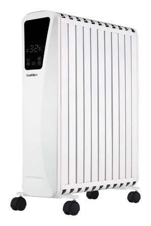 Масляний радіатор - Потужність 2500 Вт - Сенсорний світлодіодний екран - 3 рівні потужності - Ефект димоходу - 11 елементів, білий, 2-2500 -