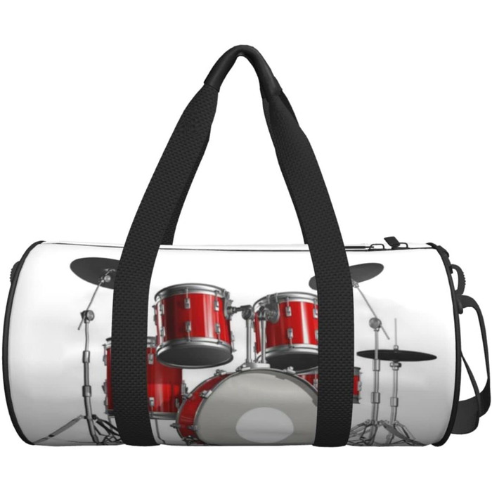 Дорожня сумка з принтом губ у чорно-білу смужку, кругла форма, великий об'єм, легка та міцна, чудовий подарунок для походів, відпустки, ділових поїздок та іншого, стильний дизайн барабанної установки.