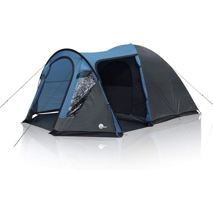 Ваш намет GEAR Tivano 5-місний купольний намет Вітальня Бічний вхід Вікно Висота 5000 мм УФ 50 Захист Синій сірий