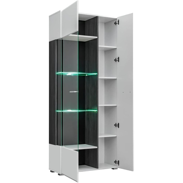 Модульна настінна шафа для вітальні SOLIDO Twin, стінка під телевізор, білий глянець