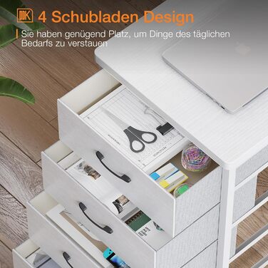 Кутовий стіл ODK білий, стіл L-подібної форми з 4 шухлядами, 140x80x84.7 см, стіл L-подібної форми двосторонній з портом для заряд