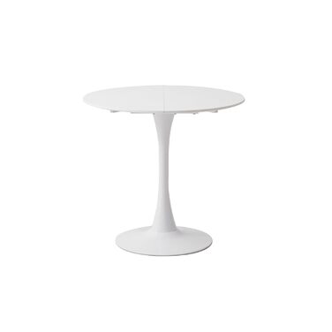 Круглий обідній стіл, сучасний обідній стіл у стилі кежуал, підходить для 2-4 осіб, ідеально підходить для вітальні, їдальні, кухні, кафе - Білий - 80 см 80*80*75 см Білий