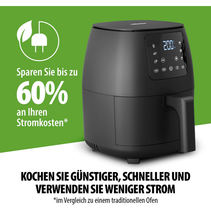 Цифрова фритюрниця Tristar Mini - 2 л - Без олії - 6 програм приготування - Антипригарне покриття - Регульований термостат - 1500 Вт - FR-9015, чорний