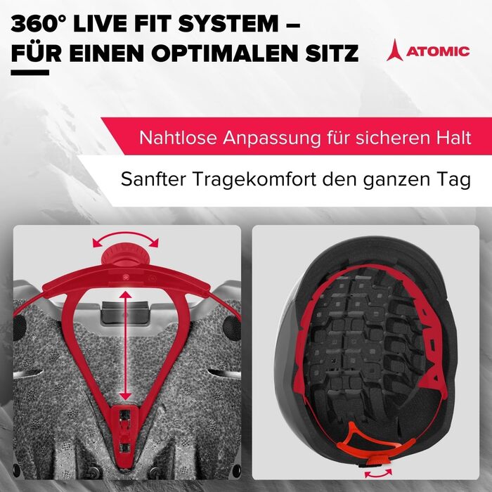 Лижний шолом Atomic REVENT LITE - Шолом для сноуборду та лиж із системою 360 Fit та активною системою вентиляції Aircon - Holo Core для максимальної амортизації Чорний 55-59