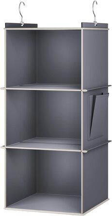 Підвісна полиця-органайзер для шафи Міцний органайзер для гардеробу Підвісна система зберігання з панелями МДФ та посиленим бамбуковим стрижнем 3 відділення сірого кольору