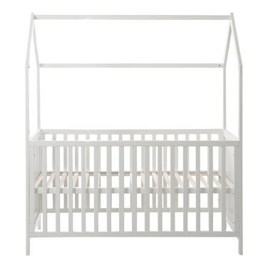 Ліжко roba House 70 x 140 см - Сертифіковано FSC - Дитяче ліжко в стилі домашнього декору - Регульована висота - Трансформується в дитяче ліжко - Дерев&39яно-біле 143,5Д x 75Ш x 162,5В см