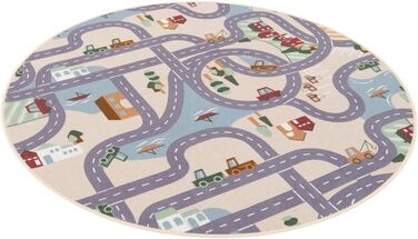 Дитячий килим Snapstyle Ігровий килимок Дитяча кімната Легкий догляд Веселе місто Бежевий круглий в 7 розмірах 160 см Круглий