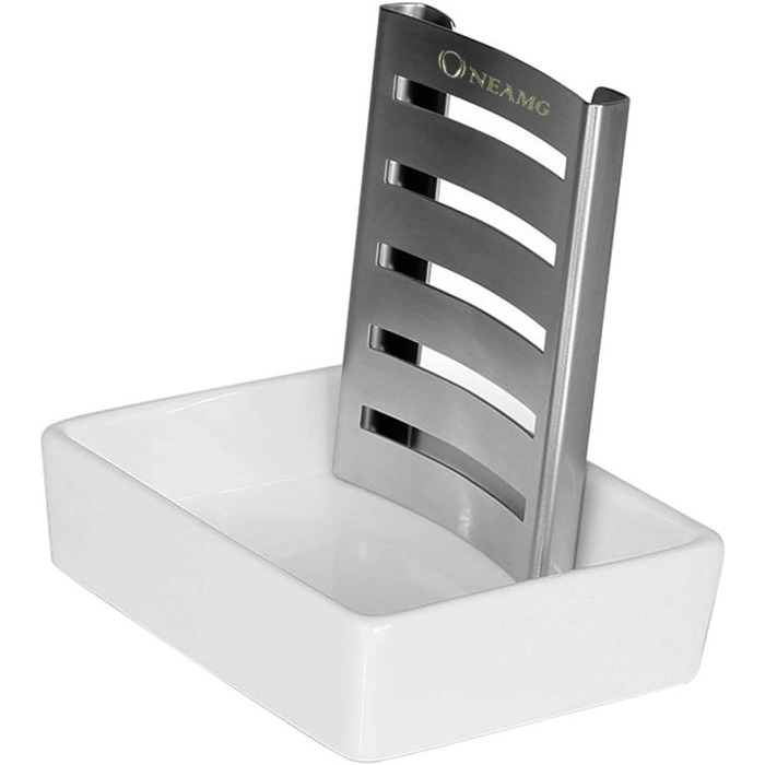 Мильниця OneAmg, керамічне сидіння з нержавіючої сталі SUS 304, тримач для мила, подвійна мильниця без свердління для ванної кімна