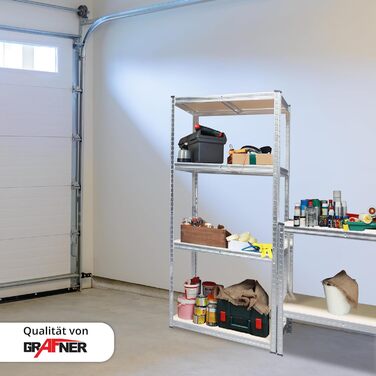 Подвійний надміцний стелаж Grafner, комплект з 2 шт., з 8 полицями МДФ, максимальне навантаження 1400 кг, закруглені кути, 160x160x40 см, безболтовий стелаж Twin Pack, стелаж для зберігання, стелаж для підвалу