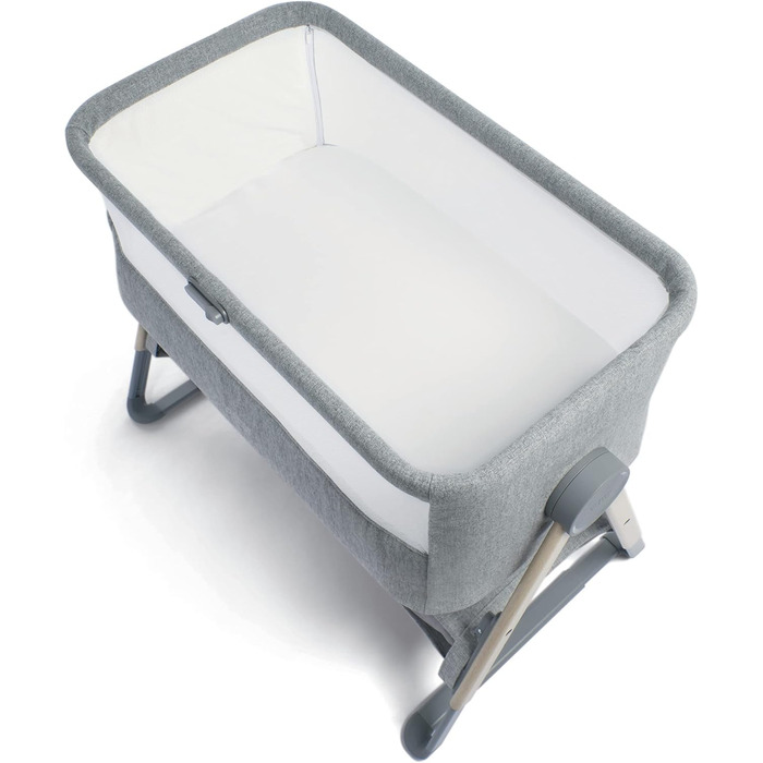Ліжечко-тумбочка Mamas & Papas Lua, знімний кошик, відкидні боковини, матрац у комплекті, 0-6 місяців, колір сірий