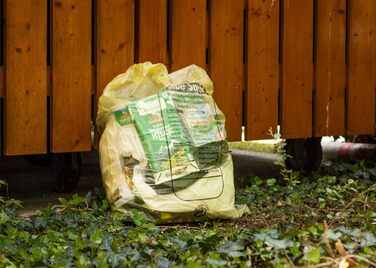 Надзвичайно міцні жовті пакети - пакет для переробки зі шнурком, 90 літрів, товщина матеріалу 22 мкм - жовтий пакет (10 рулонів)